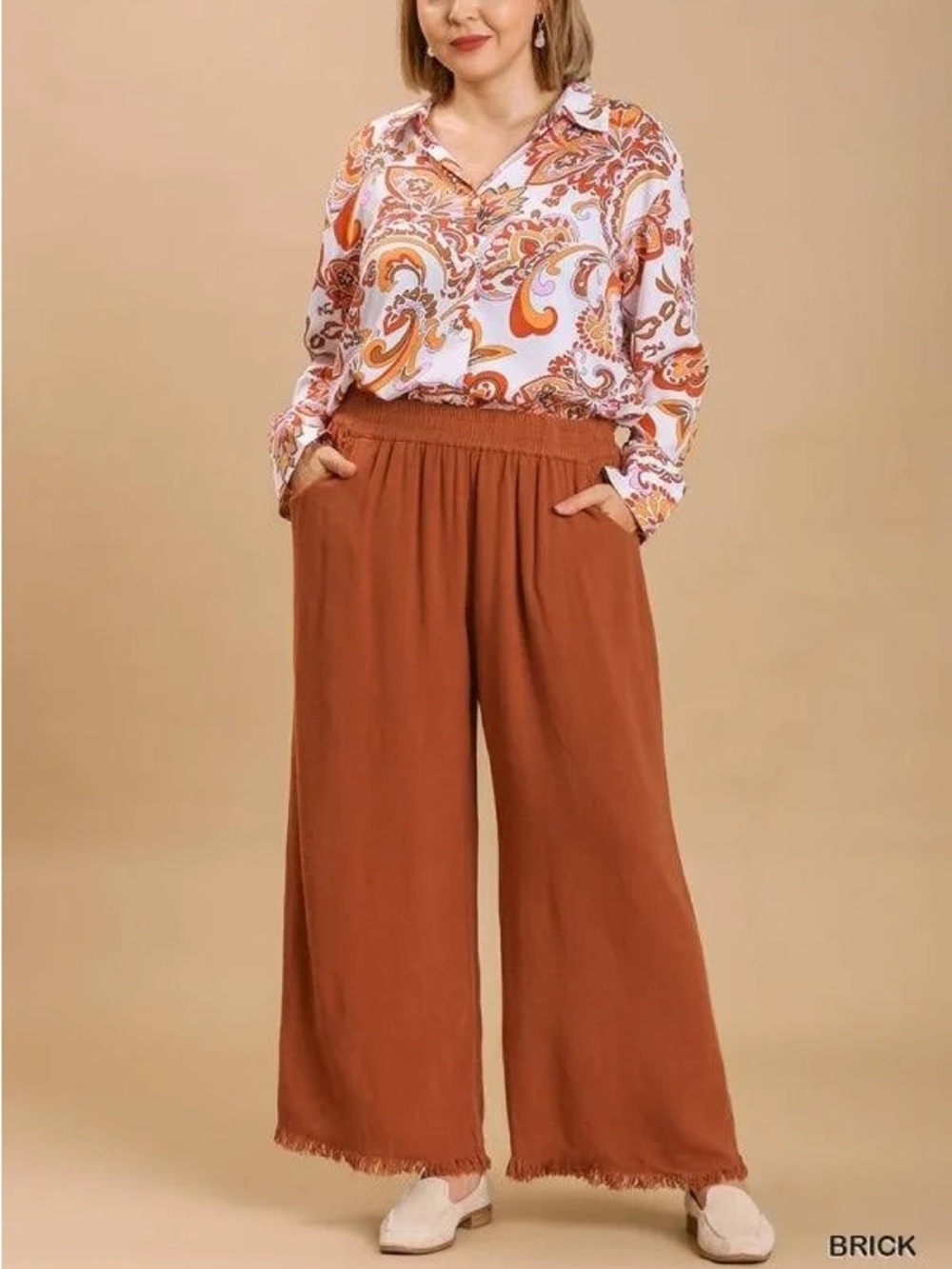 Raw Hem Wide Leg Pants